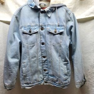 Brooklyn Cloth Denim Sherpa Hooded Trucker Jacket